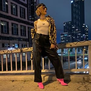 Vegan Black Leather Pants